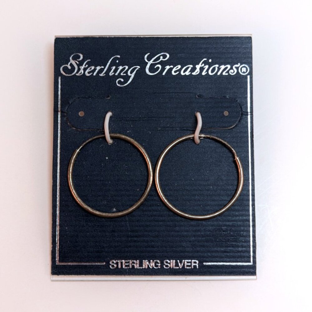 Sterling Silver 925 Delicate Hoop Earrings Vintage Dainty Formal Classic Elegant
